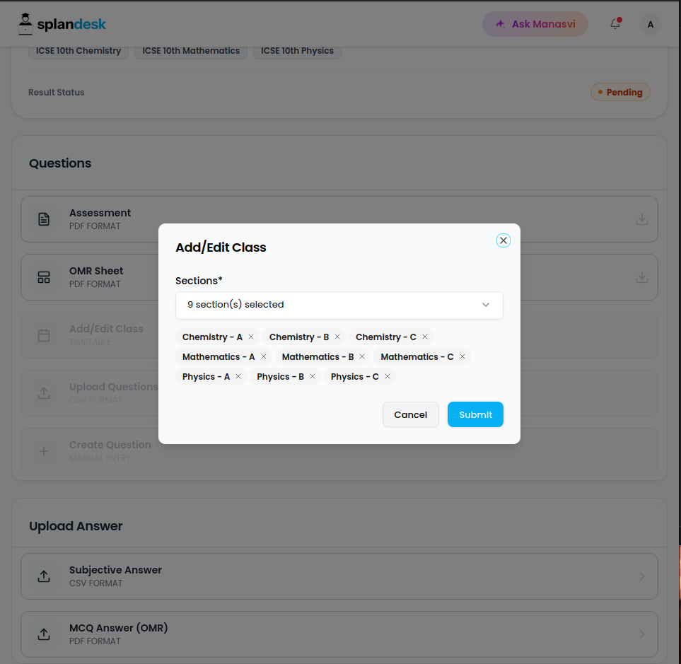 Select Test Sections