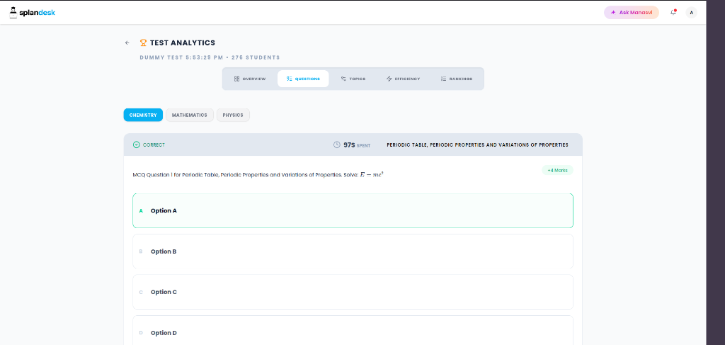 Student Test Analytics Questions
