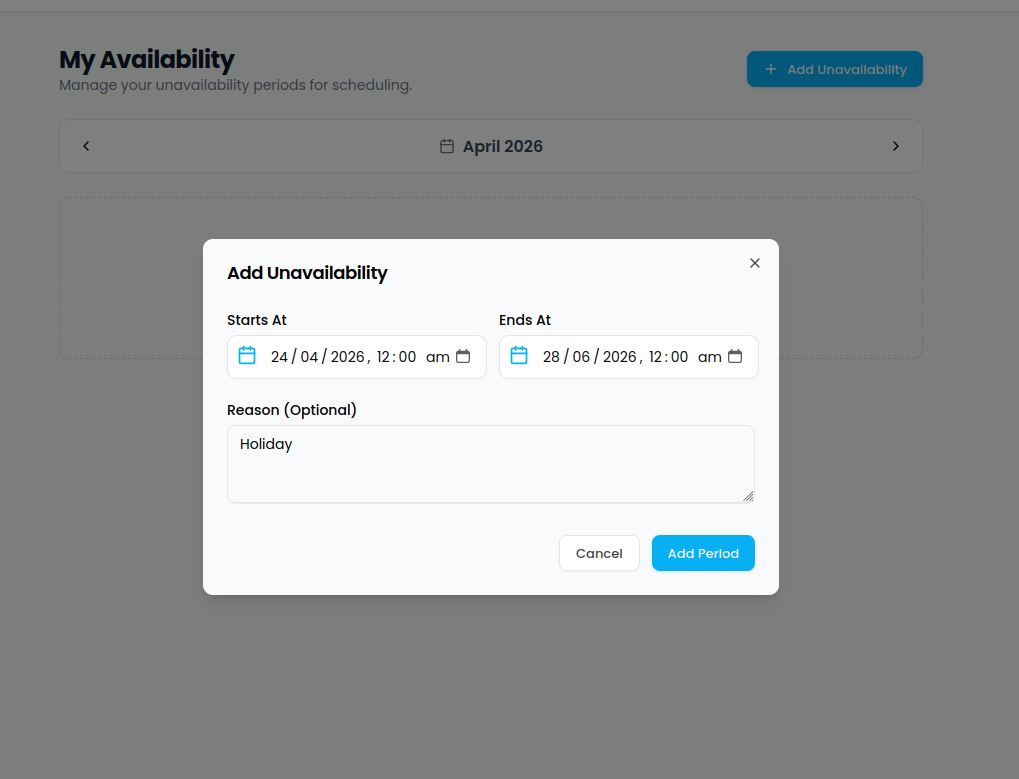Teacher Unavailability